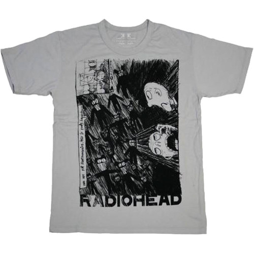 EUC HTF vintage Radiohead W.A.S.T.E. band tshirt large red