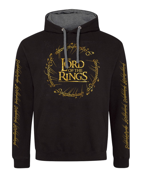 Lord Of The Rings 'Gold Foil Logo' (Black) Pull Over Hoodie