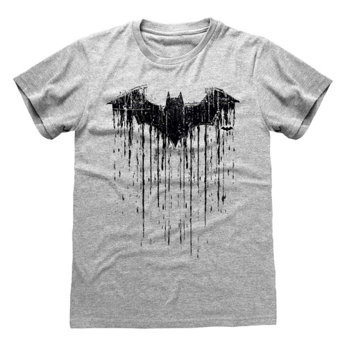 Batman 'Dripping Logo' (Heather Grey) T-Shirt