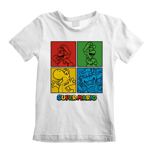 Nintendo Super Mario 'Squares' (White) Kids T-Shirt