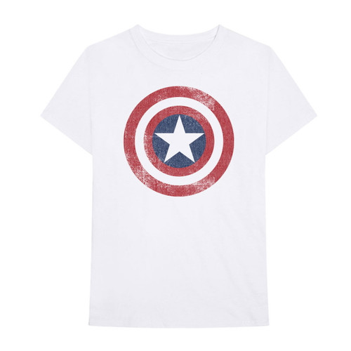 Marvel Captain America 'Shield Distressed' (White) T-Shirt