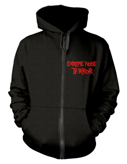 Extreme Noise Terror 'In It For Life Red Text' (Black) Zip Up Hoodie