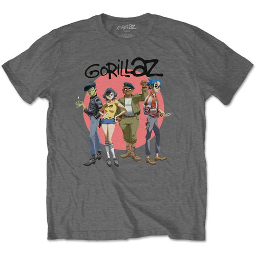 Gorillaz 'Group Circle Rise' (Grey) T-Shirt