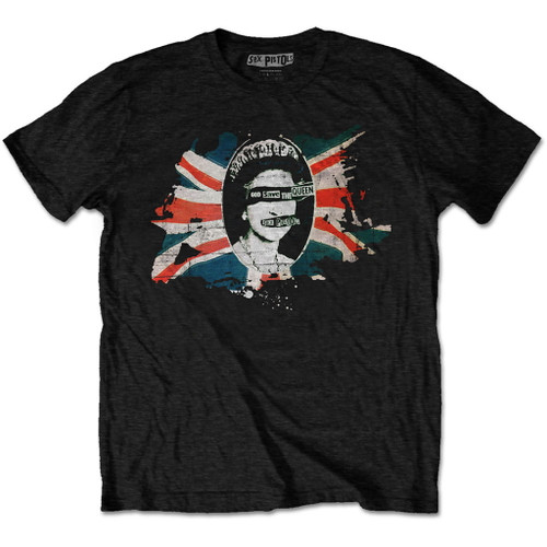 Sex Pistols 'God Save The Queen Union Jack' (Black) T-Shirt