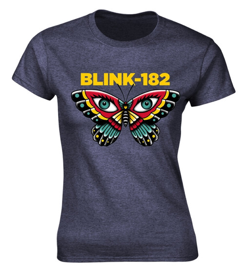 Blink 182 'Butterfly' (Blue) Womens Fitted T-Shirt
