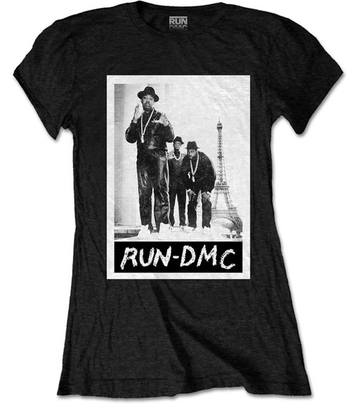 Run DMC 'Paris Photo' (Black) Womens Fitted T-Shirt