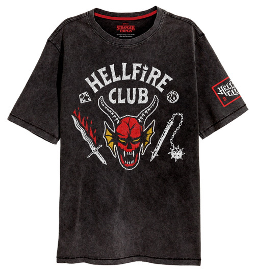 Stranger Things 'Hellfire Crest' (Acid Wash) T-Shirt