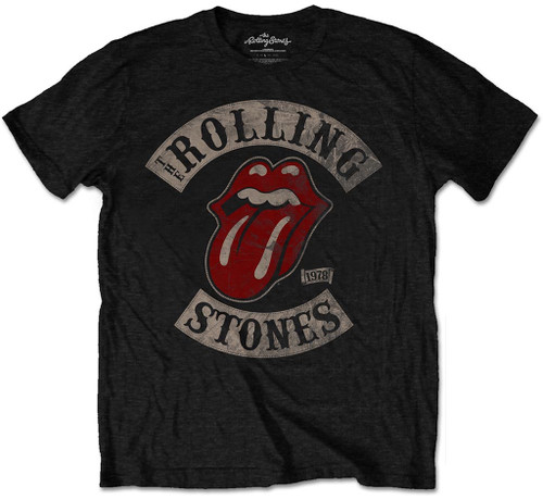 Rolling Stones 'Tongue Patch 1978' (Black) T-Shirt (Plus Sizing)