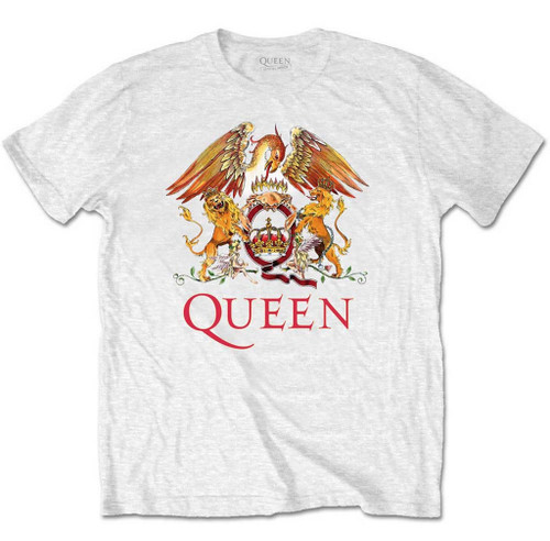 Queen 'Classic Crest' (White) T-Shirt (Plus Sizing)