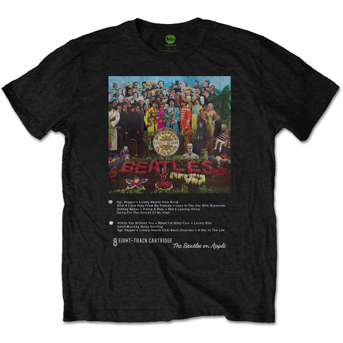 The Beatles 'Sgt Pepper 8 Track' (Black) T-Shirt