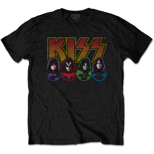 Kiss 'Logo, Faces & Icons' (Black) T-Shirt