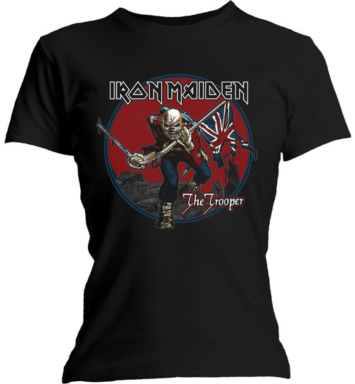 Iron Maiden 'Trooper Red Sky' (Black) Womens Fitted T-Shirt