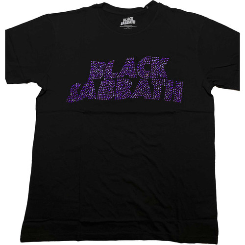 Black Sabbath 'Wavy Logo Diamante' (Black) T-Shirt