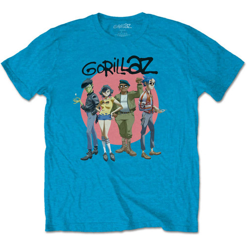 Gorillaz 'Group Circle Rise' (Blue) T-Shirt