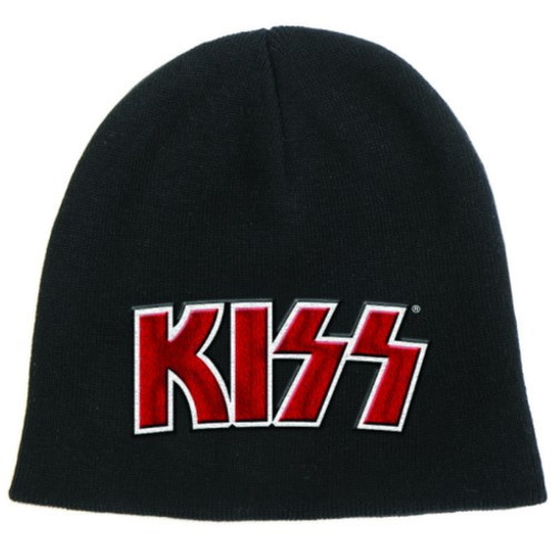 Kiss 'Red On White Logo' (Black) Beanie Hat