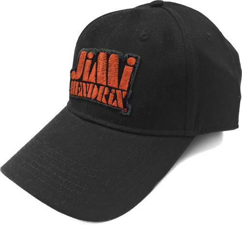 Jimi Hendrix 'Orange Stencil Logo' (Black) Baseball Cap