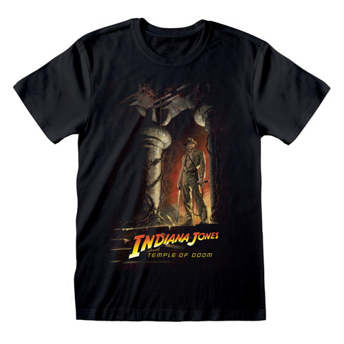 Indiana Jones 'Temple Of Doom Poster' (Black) T-Shirt