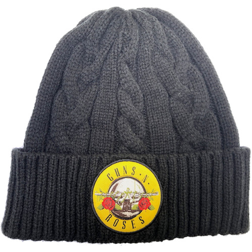 Guns N' Roses 'Circle Logo' (Black) Cable Knit Beanie Hat