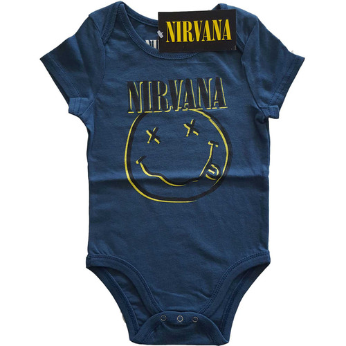 Nirvana 'Inverse Happy Face' (Navy) Baby Grow