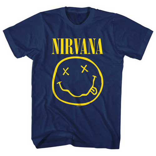 Nirvana 'Yellow Happy Face' (Navy) T-Shirt