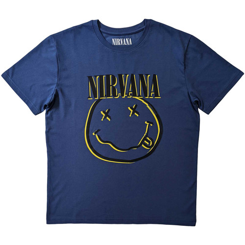 Nirvana 'Blue Smiley' (Black) T-Shirt | Eyesore Merch
