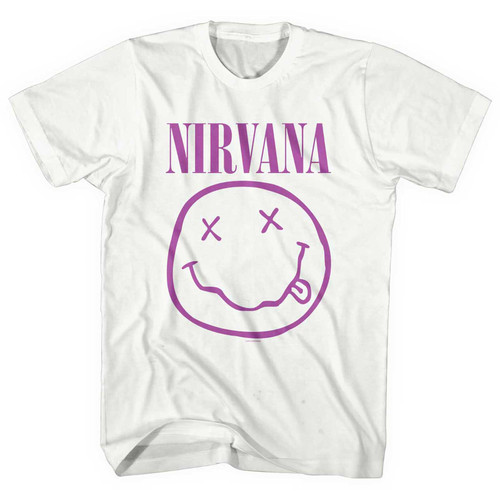 Nirvana 'Purple Happy Face' (White) T-Shirt