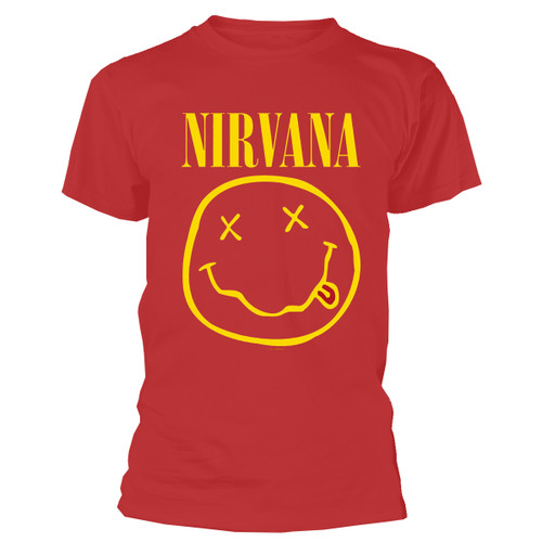 Nirvana 'Yellow Happy Face' (Red) T-Shirt