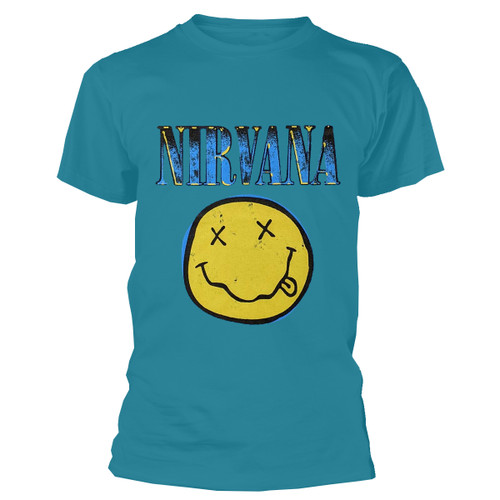 Nirvana 'Xerox Happy Face' (Turquoise) T-Shirt