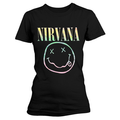 Nirvana 'Sorbet Ray Smiley' (Black) T-Shirt | Eyesore Merch
