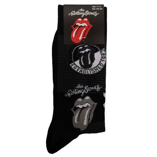 The Rolling Stones 'Mono Logos' (Black) Socks