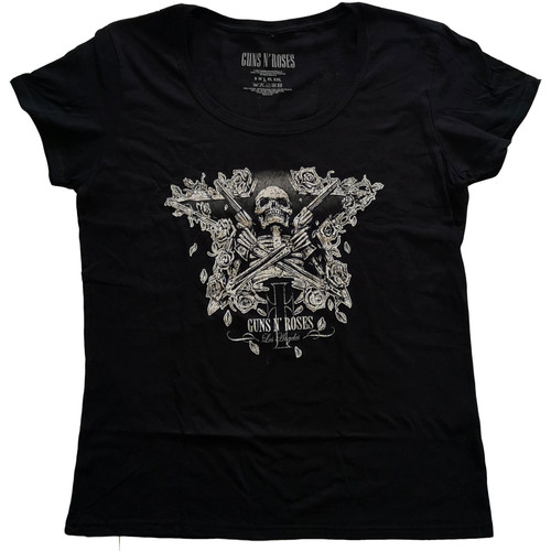 Guns N' Roses 'Skeleton Guns' (Black) Womens Fitted T-Shirt