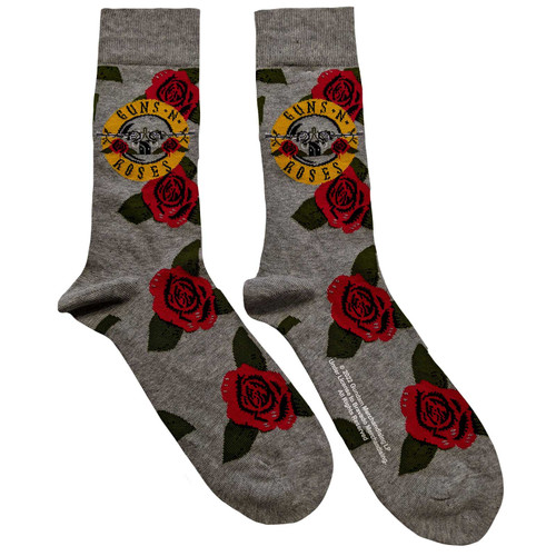 Guns N' Roses 'Bullet Roses' (Grey) Socks (One Size = UK 7-11)