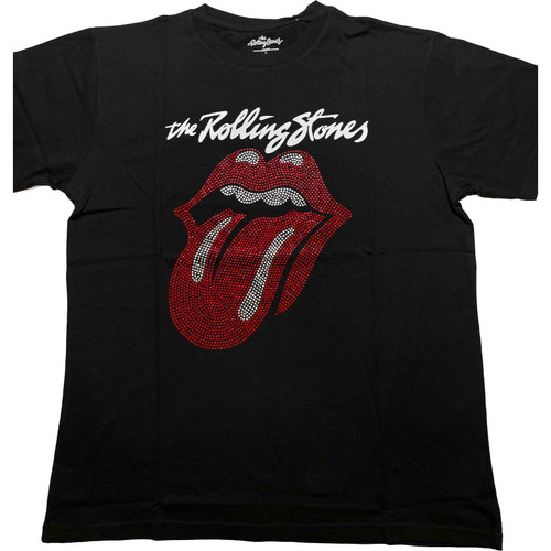 The Rolling Stones 'Logo & Tongue Diamante' (Black) T-Shirt