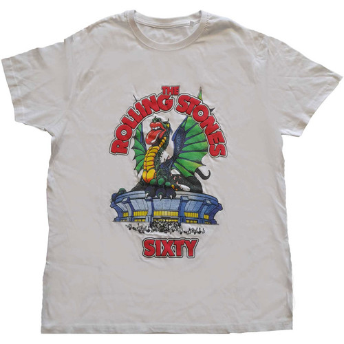 The Rolling Stones 'Sixty Stadium Dragon' (White) Hi-Build T-Shirt