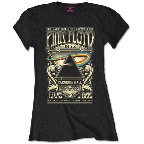 Pink Floyd 'Carnegie Hall Poster' (Packaged Black) Womens Fitted T-Shirt