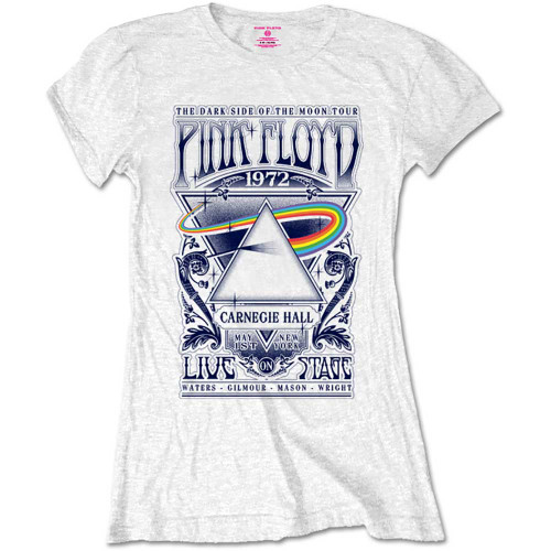 Pink Floyd 'Carnegie Hall Poster' (Packaged White) Womens Fitted T-Shirt