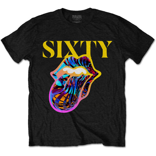 The Rolling Stones 'Sixty Cyberdelic Tongue' (Black) T-Shirt Front