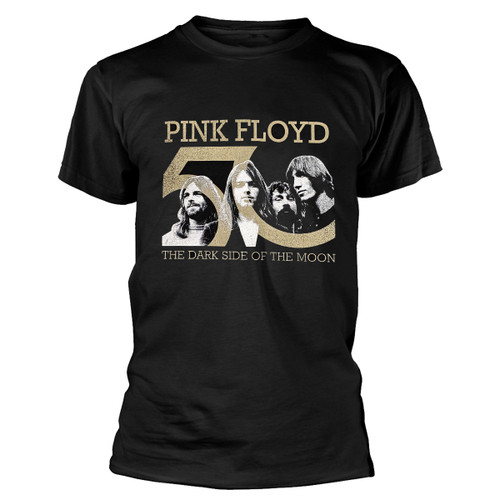 Pink Floyd 'Band Photo & 50th Logo' (Black) T-Shirt