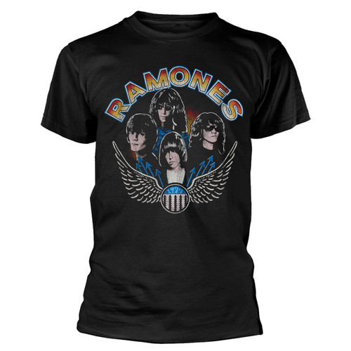 Ramones 'Vintage Wings Photo' (Black) T-Shirt