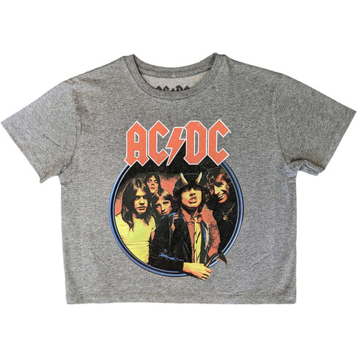 AC/DC 'Highway To Hell Circle' (Grey) Womens Crop Top
