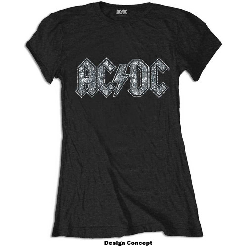 AC/DC 'Logo Diamante' (Black) Womens Fitted T-Shirt