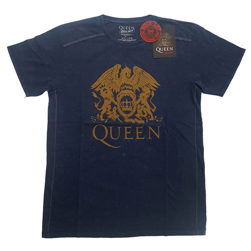 Queen 'Classic Crest' (Blue) Snow Wash T-Shirt