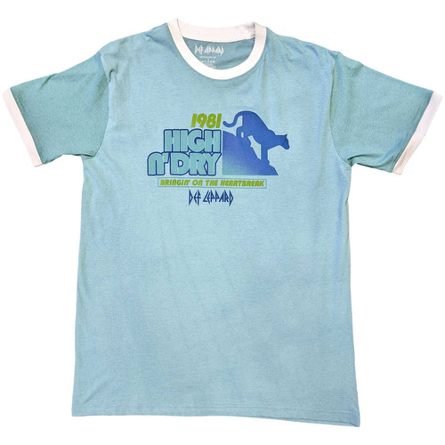 Def Leppard 'High N Dry' (Green) Ringer T-Shirt