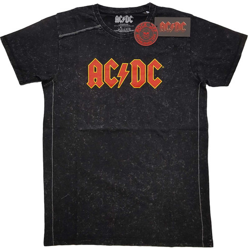 AC/DC 'Logo' (Black) Snow Wash T-Shirt