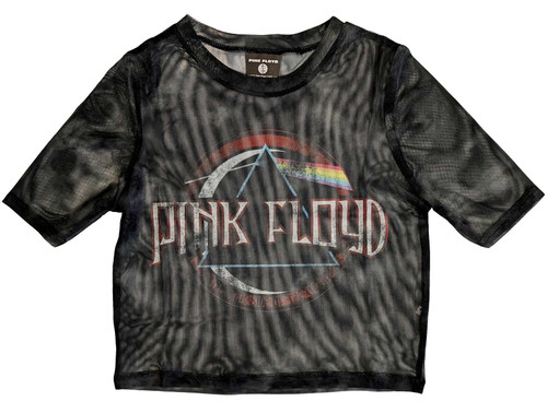 Pink Floyd 'Vintage Dark Side Of The Moon Seal' (Black) Womens Mesh Crop Top