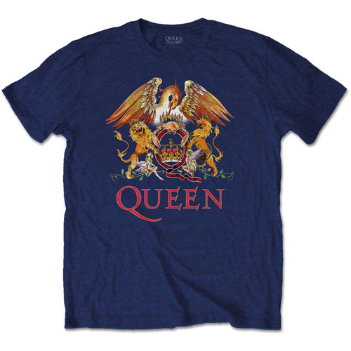 Queen 'Classic Crest' (Navy) Kids T-Shirt