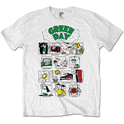 Green Day 'Dookie Comic Strip' (White) T-Shirt