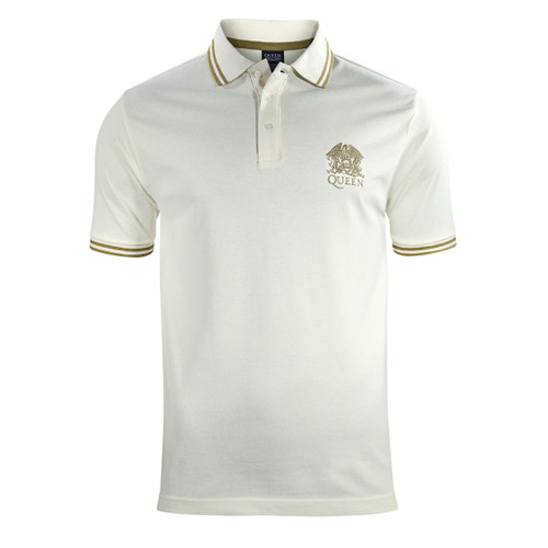 Queen 'Crest Logo' (Natural) Polo Shirt