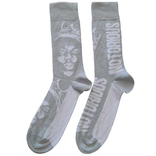 Notorious B.I.G 'Crown Monochrome' (Grey & White) Socks (One Size = UK 7-11)