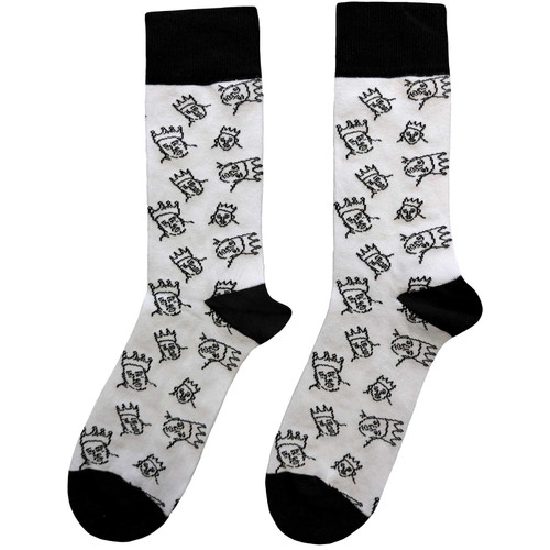 Notorious B.I.G 'Hand-Drawn' (White & Black) Socks (One Size = UK 7-11) SIDE1